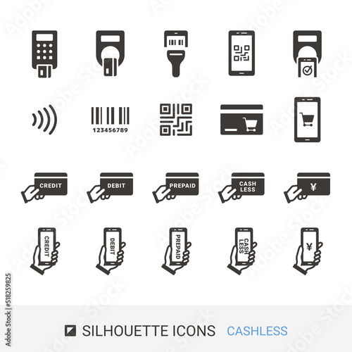 ECサイトアイコン　ショッピングガイド　キャッシュレス決済　シルエットアイコン