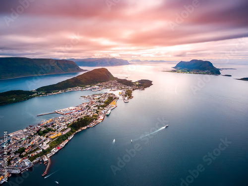 Obraz na plátně Lofoten archipelago islands aerial photography.