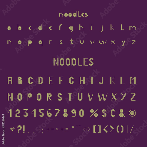 Noodles shape font glyphs letters alphabet