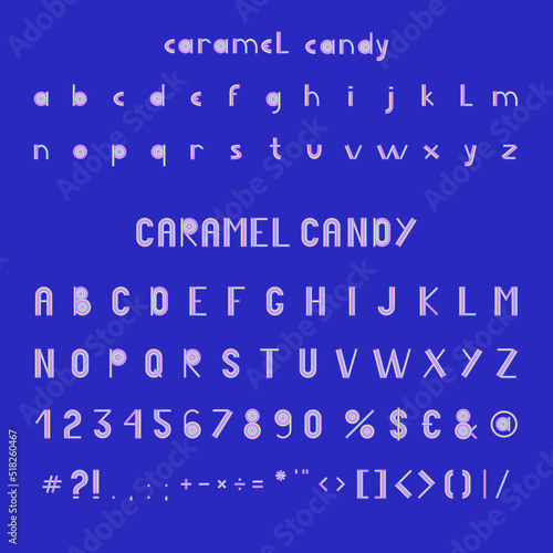 Caramel candy font glyphs letters alphabet