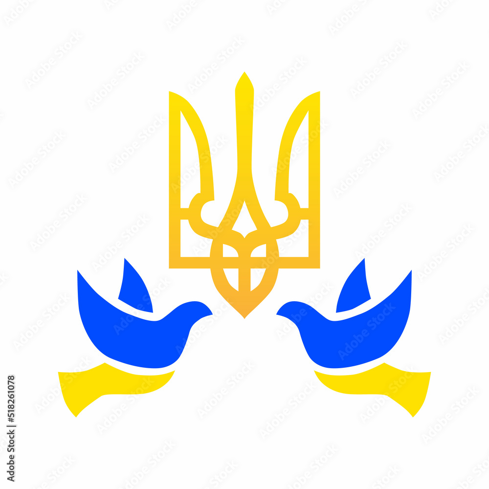 Coat of arms of Ukraine national emblem. Peace for Ukraine. Background