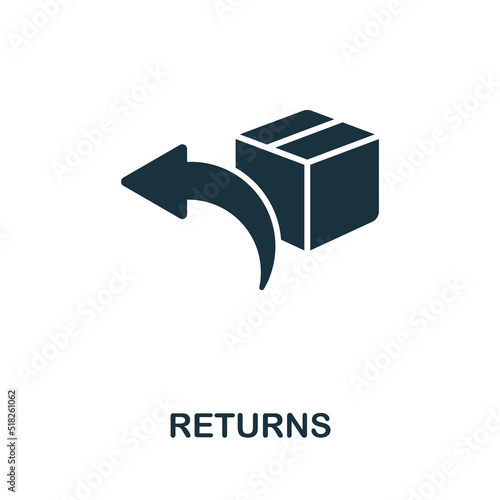 Returns icon. Monochrome simple line Online Store icon for templates, web design and infographics