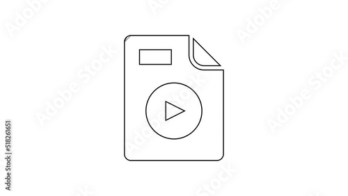 Black line AVI file document. Download avi button icon isolated on white background. AVI file symbol. 4K Video motion graphic animation photo