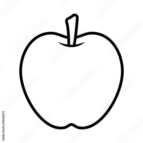 Apple Coloring Page Vector Illustration Image on White Background for Preschool Kids Activity Book