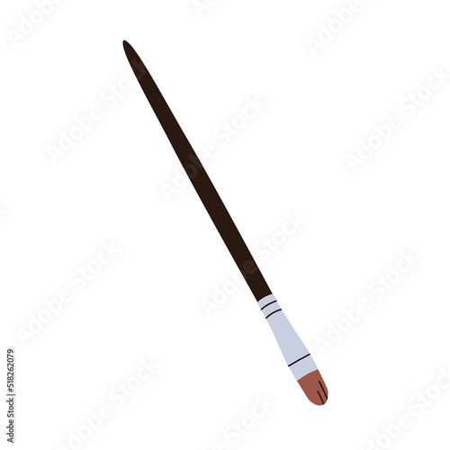 Paint brush, art tool. Paintbrush with bristle, artistic supply. Artists stationery for drawing, painting. Flat vector illustration isolated on white background
