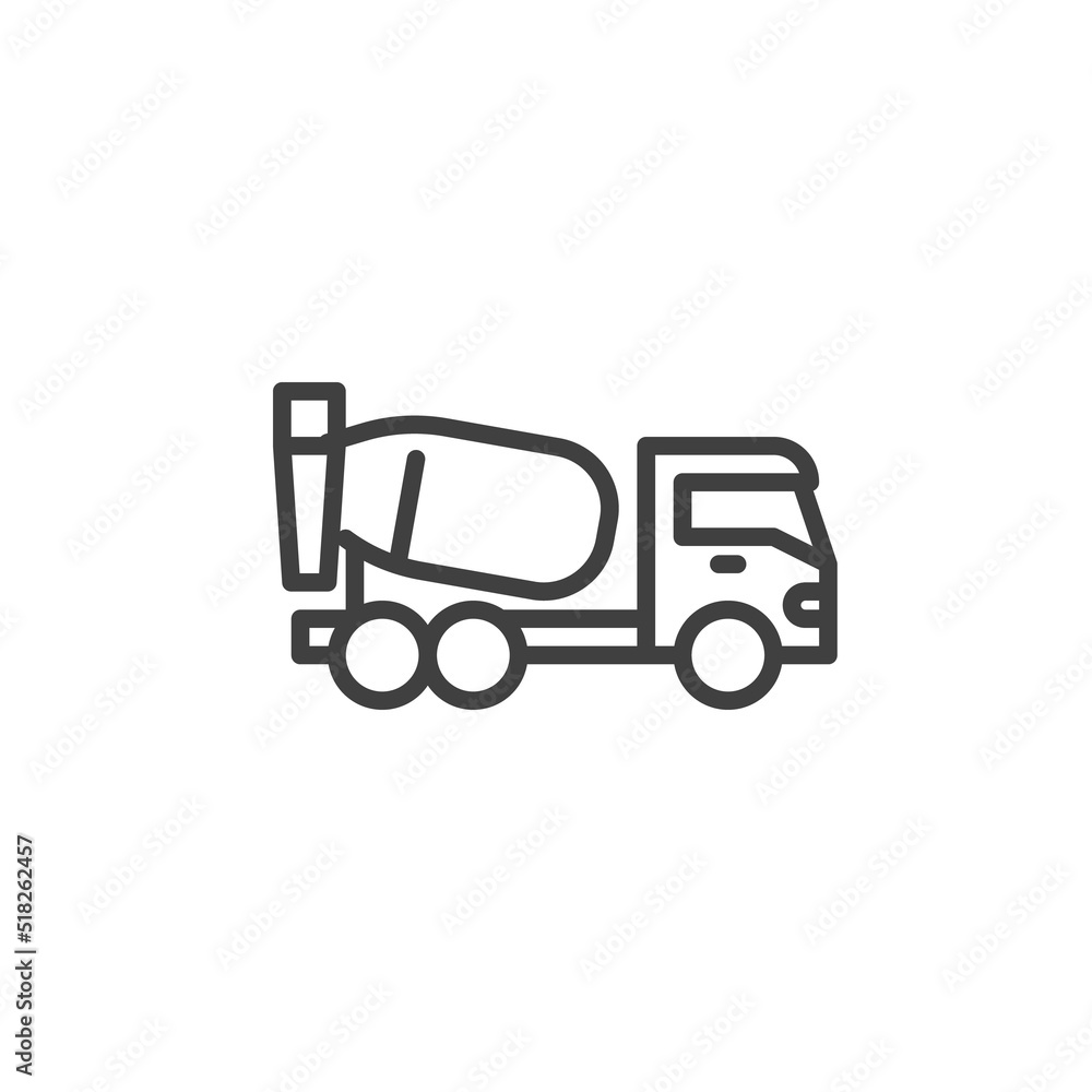 Naklejka premium Concrete mixer truck line icon