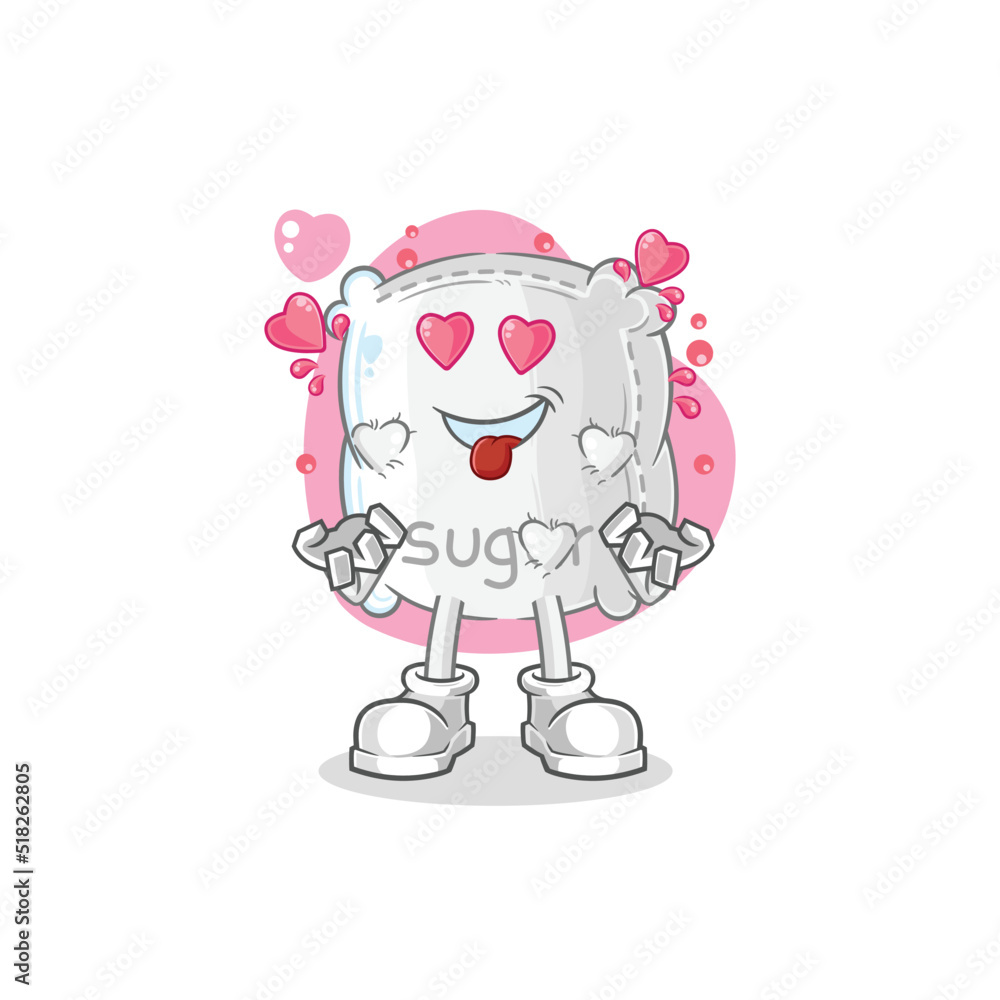 sugar sack fallin love vector. cartoon character sugar sack fallin love vector. cartoon character