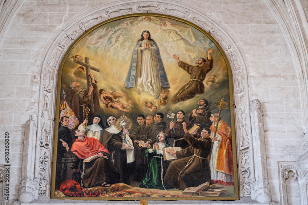 Naklejka premium Santa Elena con los milagros de la Cruz, Retablo mayor de la iglesia, Monasterio de San Juan de los Reyes, Toledo, Castilla-La Mancha, Spain