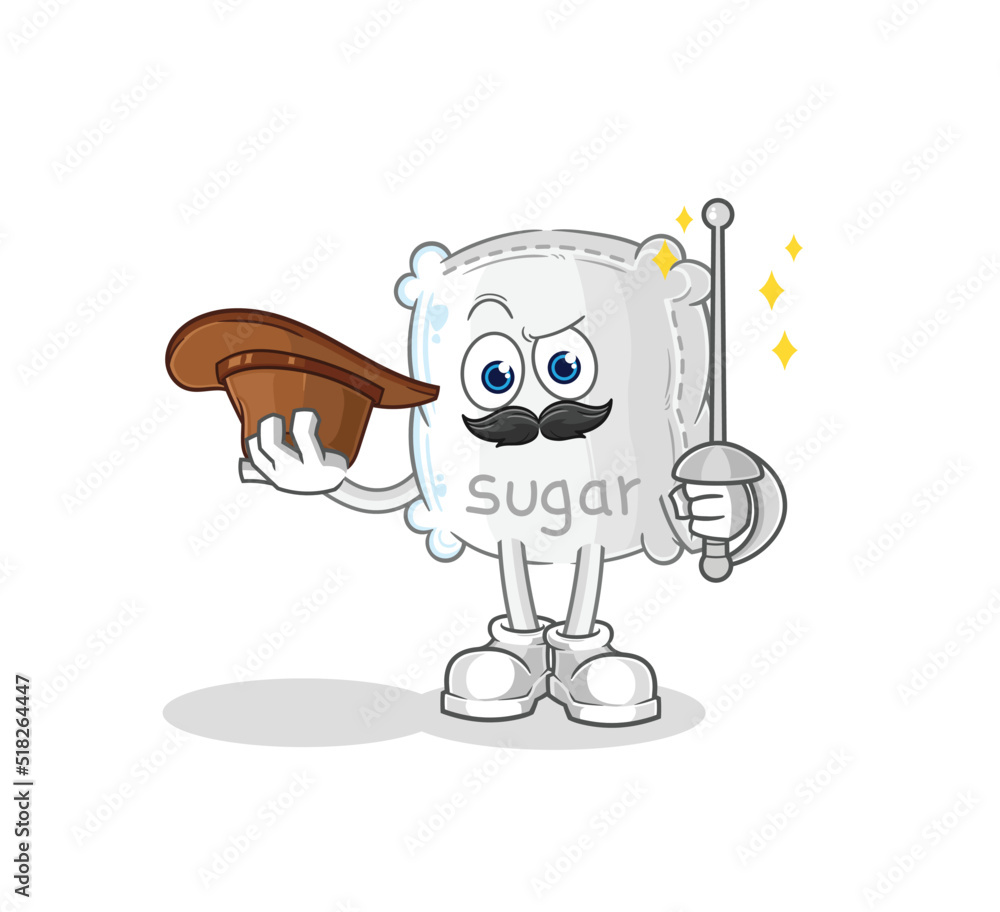 sugar sack fencer character. cartoon mascot vector