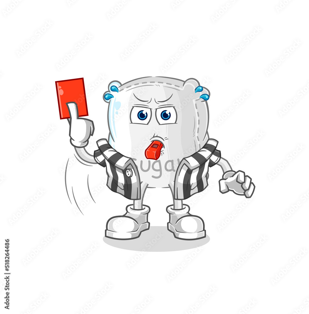 sugar sack referee with red card illustration. character vector