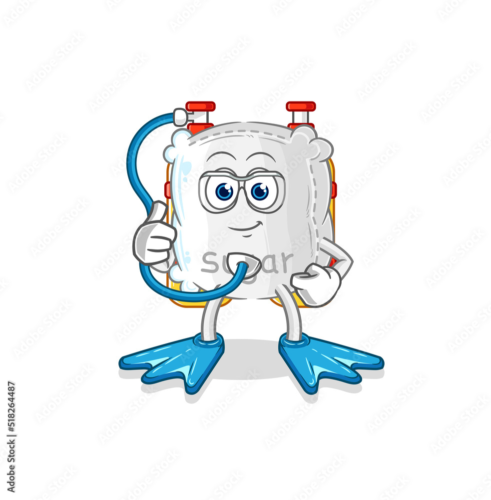 sugar sack diver cartoon. cartoon mascot vector