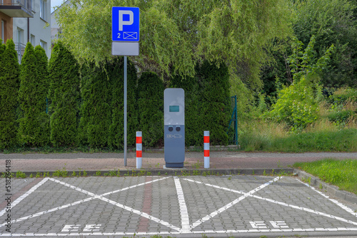 Electric vehicle charging station with two parking spaces in Koszalin, Poland