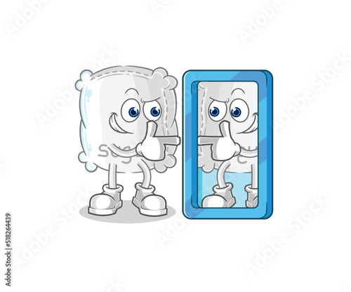 sugar sack looking into mirror cartoon. cartoon mascot vector