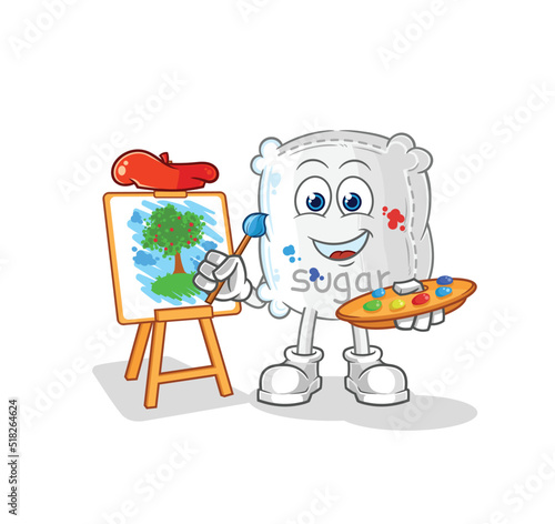 sugar sack artist mascot. cartoon vector