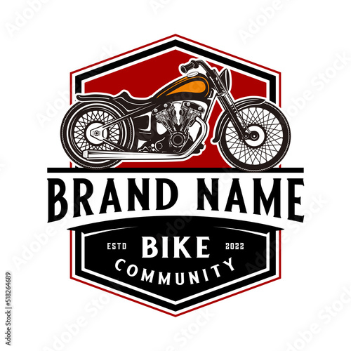 Modern vintage motorcycle logo design on white background. Vintage sports motorcycle design elements.