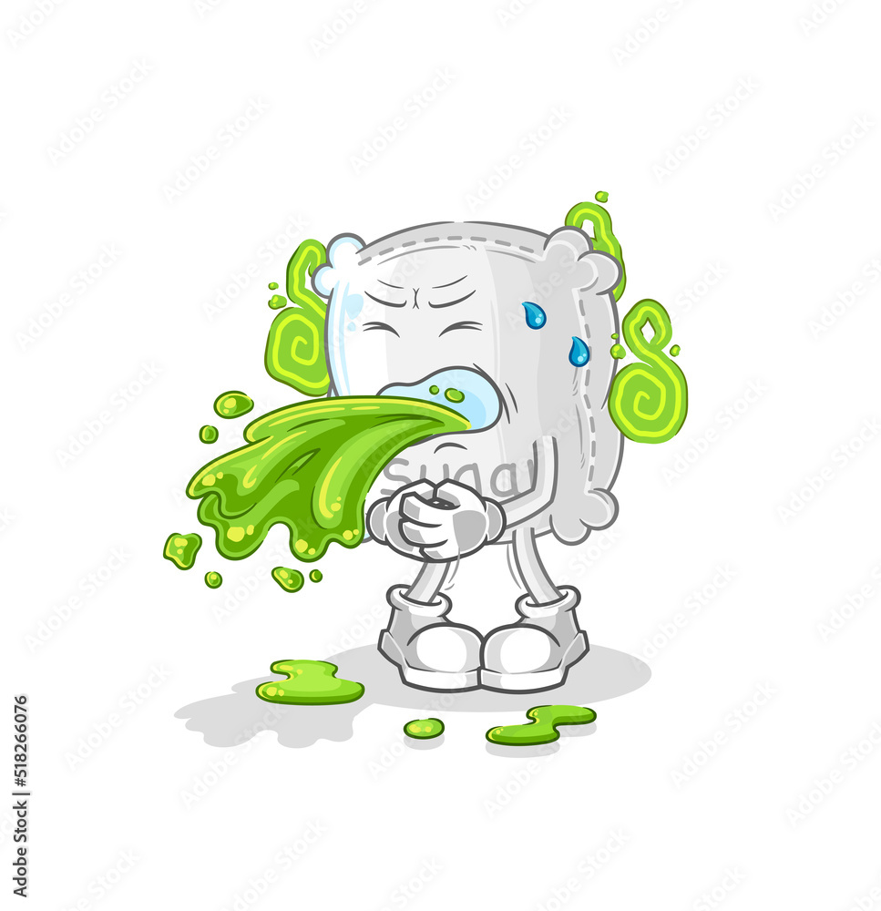 sugar sack throw up cartoon. cartoon mascot vector sugar sack throw up cartoon. cartoon mascot vector