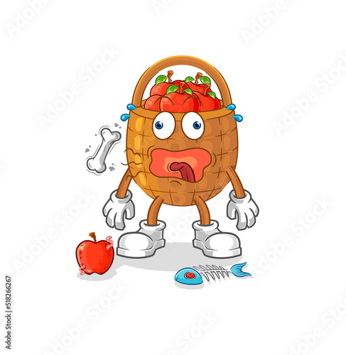 apple basket burp mascot. cartoon vector