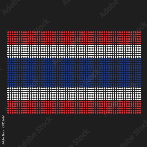 Thailand flag with grunge texture in dot style. Abstract vector illustration of a flag with halftone effect for wallpaper. Happy Independence Day background concept.