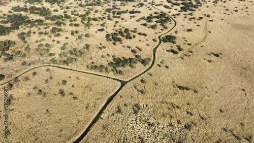 Redland and marshland in Oostvoorne, Netherlands, high altitude aerial view photo