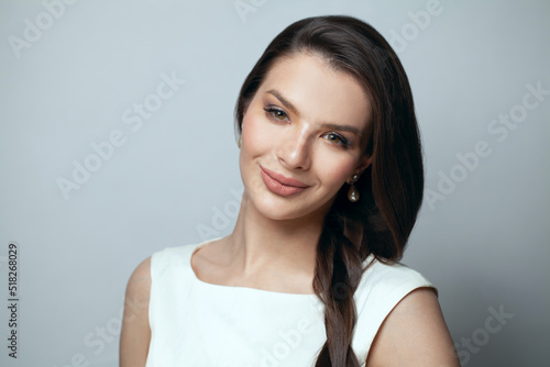 Happy smiling young woman brunette portrait