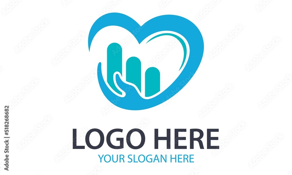 Blue Abstract Love Hand Business Finance Logo Design