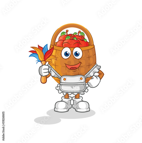 apple basket maid mascot. cartoon vector