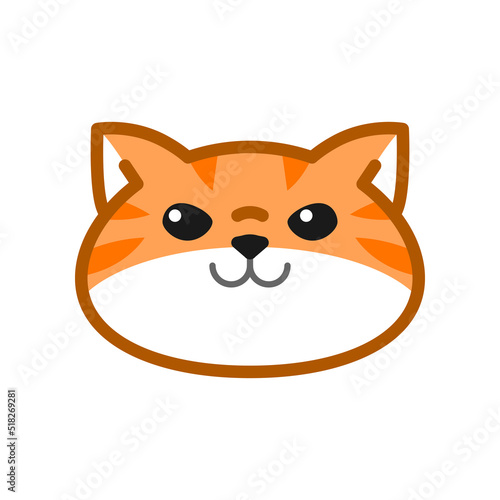 Cute orange cat face suitable for emoticon, icon, mascot, logo, sticker etc. Happy cat. © Utha Design