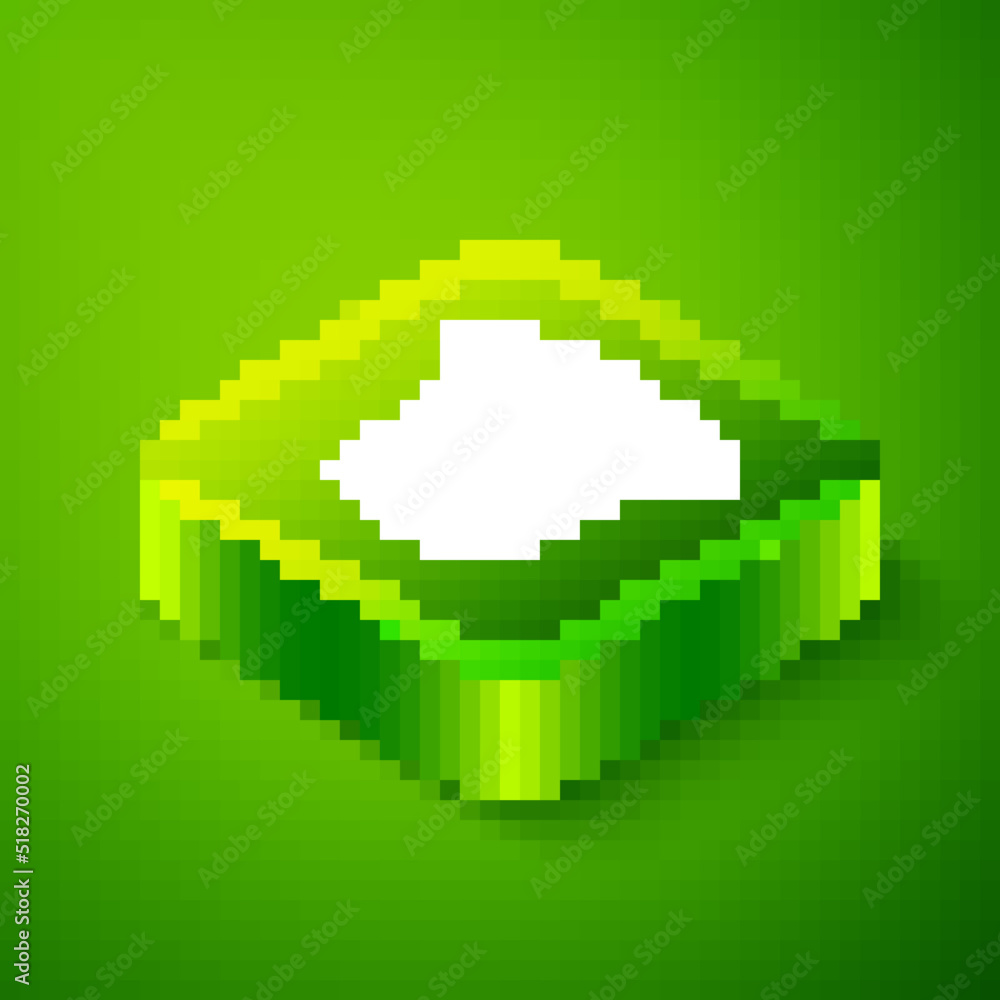Fototapeta premium Isometric Magic hat icon isolated on green background. Magic trick. Mystery entertainment concept. Green square button. Vector