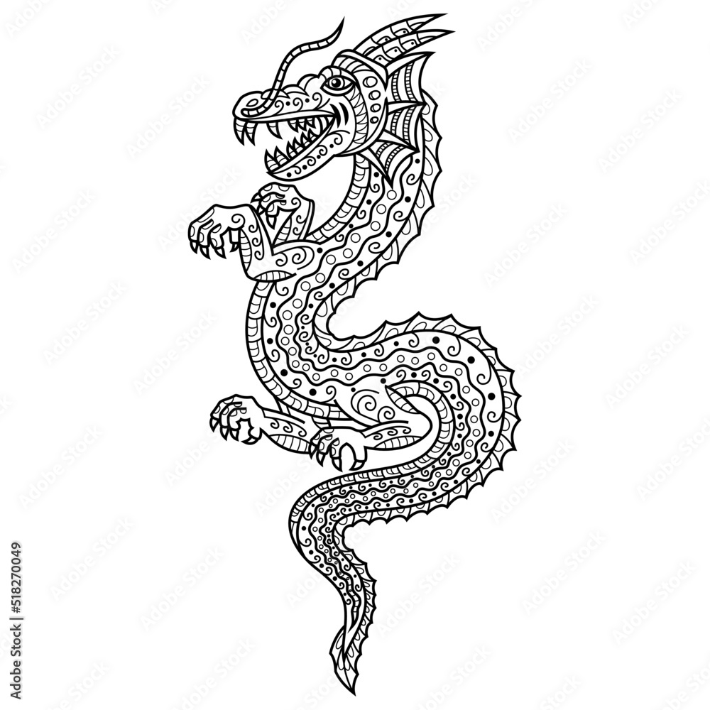Obraz premium Hand drawn of dragon in zentangle style
