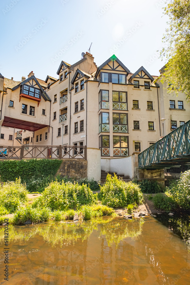 Period waterside properties on the bank of the Water of Leith