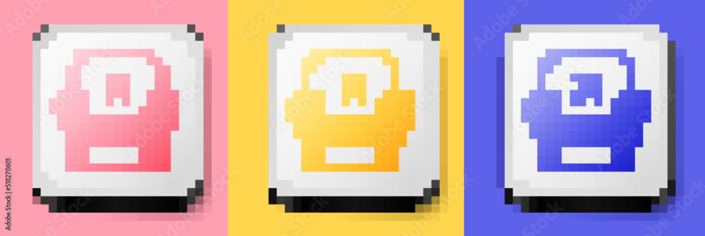 Isometric Armchair icon isolated on pink, yellow and blue background. Square button. Vector Isometric Armchair icon isolated on pink, yellow and blue background. Square button. Vector