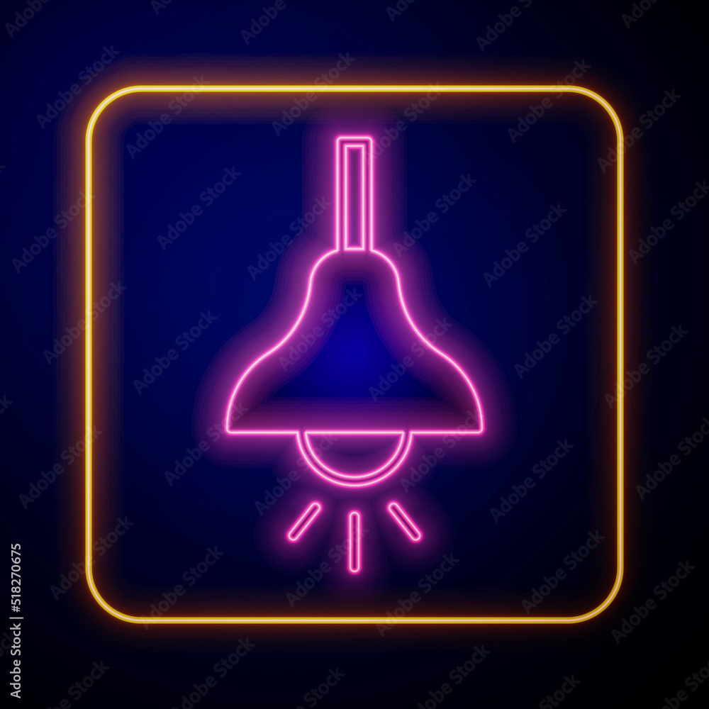 Glowing neon Lamp hanging icon isolated on black background. Ceiling lamp light bulb. Vector Glowing neon Lamp hanging icon isolated on black background. Ceiling lamp light bulb. Vector