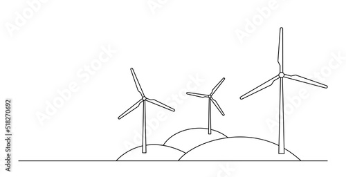 Divider with three windmills on three hills.