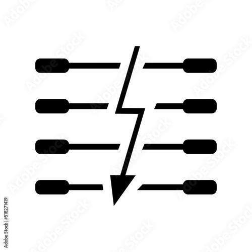 Electric fencing icon with high voltage sign. Isolated vector illustration and drawing on white background.