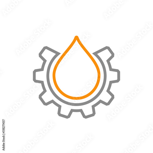 Gear wheel, cogwheel and a drop oil. Vector illustration.