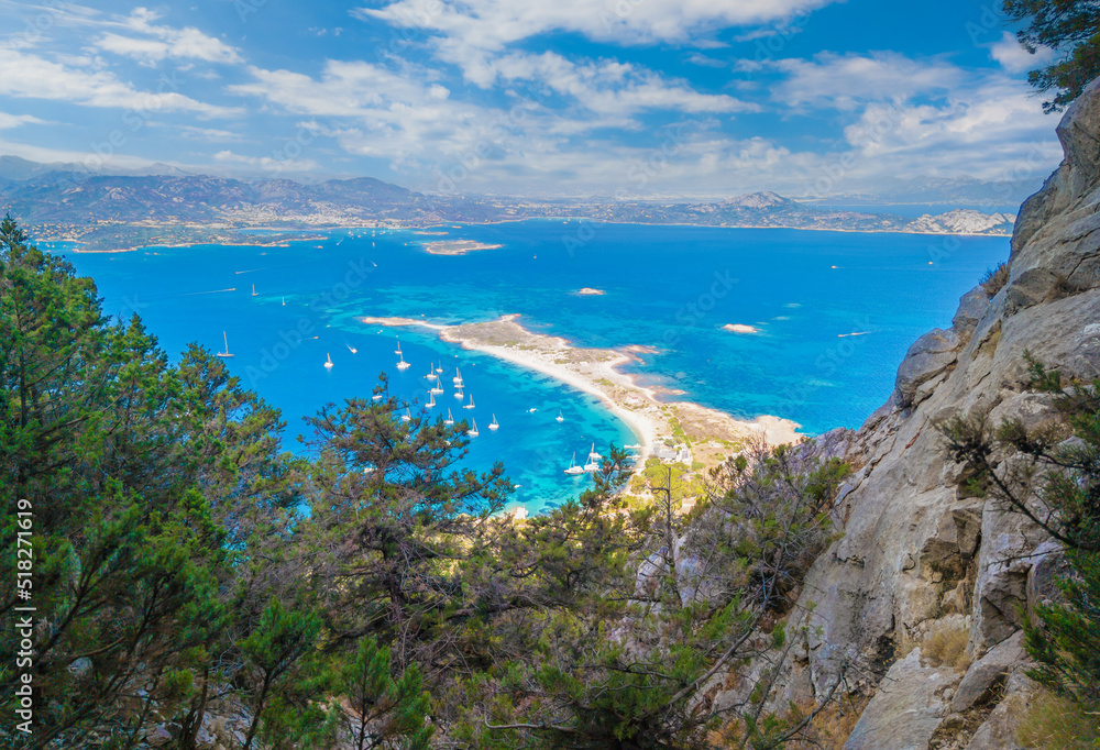 Isola di Tavolara in Sardegna (Italy) - The worderful mountain island in Sardinia region, with beach, blue sea, and incredible alpinistic trekking to the summit named Punta Cannone.