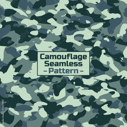 Seamless pattern with geometric camouflage. Abstract military green background. Seamless pattern