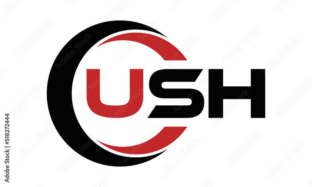 USH swoosh three letter logo design vector template | monogram logo ...