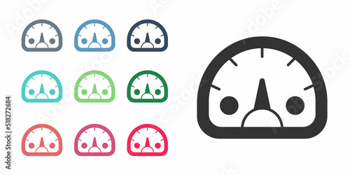 Black Speedometer icon isolated on white background. Set icons colorful. Vector