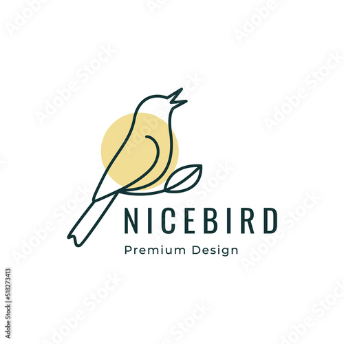 robin bird line logo design vector icon symbol