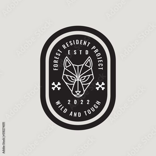 wolf head line minimal logo design vector icon symbol
