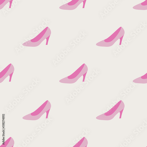 Seamless vector pink high heels pattern. Stylish shoes fashion element background for fabric, textile, cover etc.