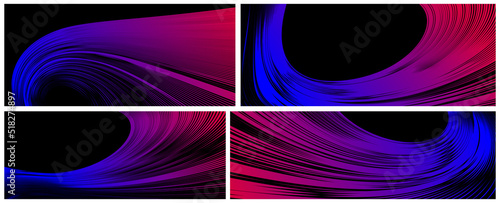 Curvature of space vector abstract art background, 3D linear flow distorted shape, deformed fluid, chaos of space.
