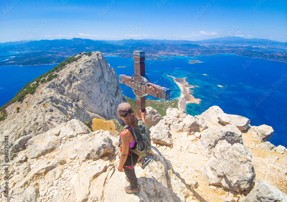 Isola di Tavolara in Sardegna (Italy) - The worderful mountain island in Sardinia region, with beach, blue sea, and incredible alpinistic trekking to the summit named Punta Cannone.