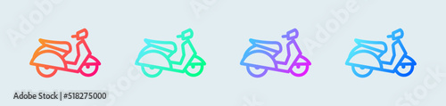 Scooter line icon in gradient colors. Motorcycle signs vector illustration.