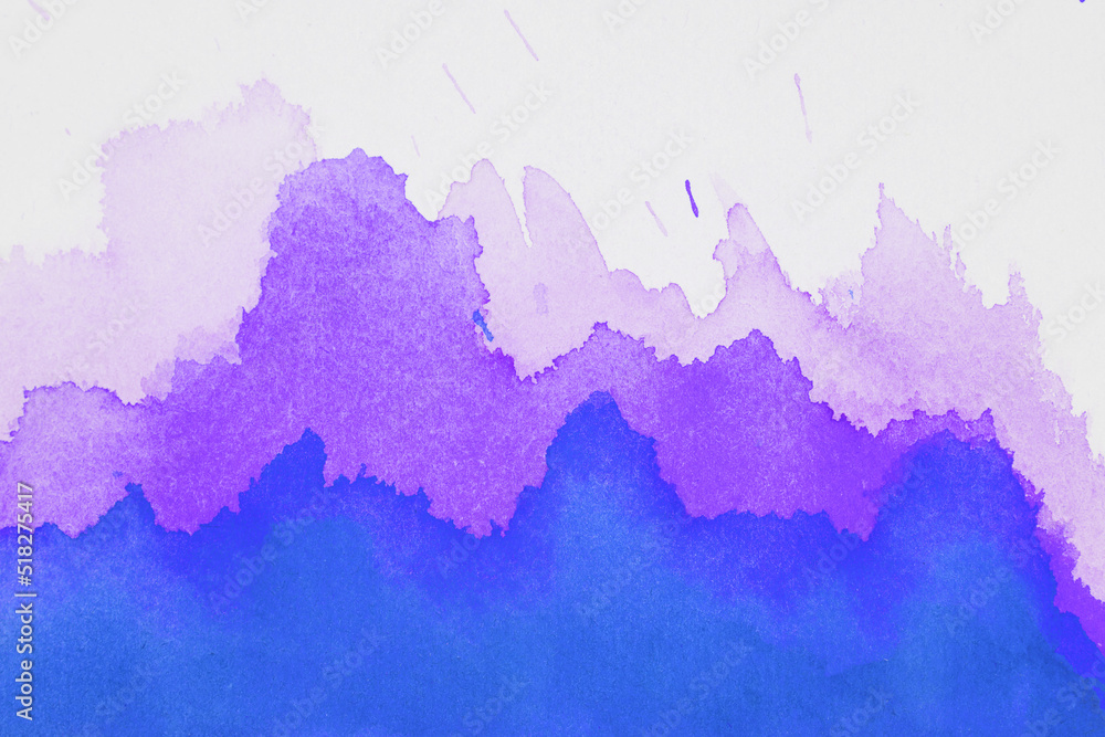 Blue and violet ink texture. Alcohol ink technique abstract background. Watercolor brush stroke. Template for banner, poster design. High Resolution watercolor texture. Copy space for text, design