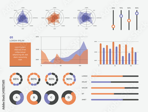Colorful Infographic Elements set Data with Blue and Orange Color