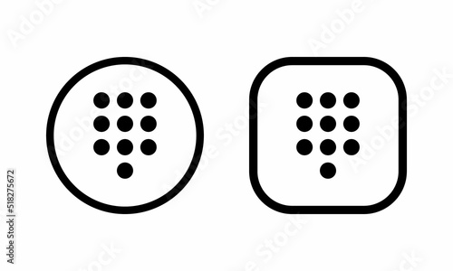 Dial pad button icon vector in line button photo