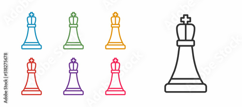 Print op canvas Set line Chess icon isolated on white background