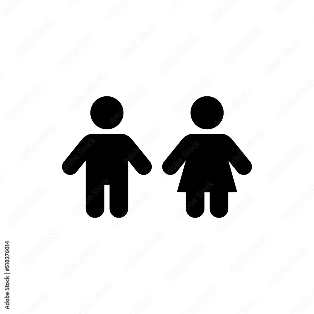Kids, children icon vector in clipart style. Boy and girl sign symbol Kids, children icon vector in clipart style. Boy and girl sign symbol